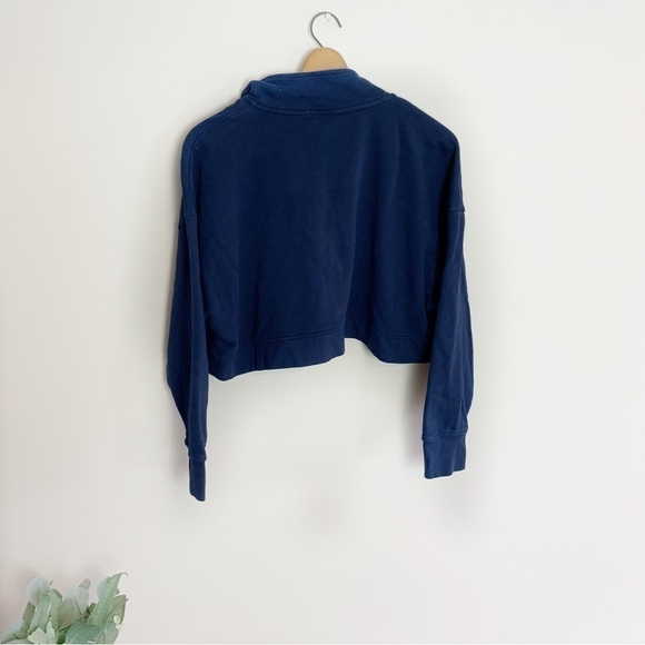 [WeWoreWhat] Navy Blue Long Sleeve Cropped Length Sweatshirt - Picture 6 of 7